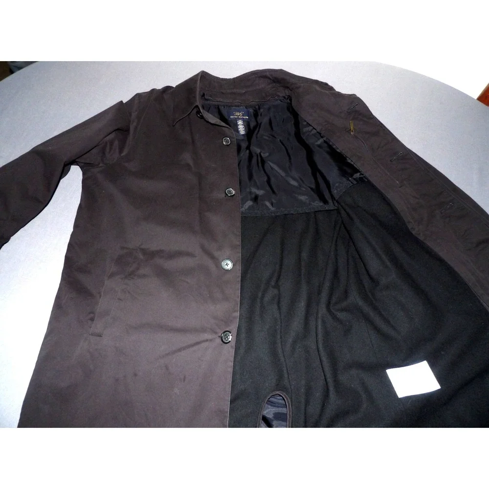 Brooks‎ Brothers 346 Black Removeable Liner Button Up Overcoat Men's 42